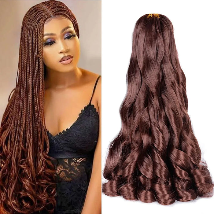 Loose French Curls Braiding Hair 24Inch Synthetic Spiral Curls Braids Hair Extensions Pre Stretched Ombre Braids Hair For Women