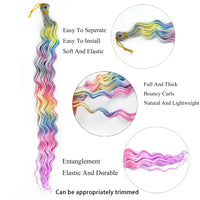 24 Inch Colored Deep Wave Crochet Hair – Synthetic Water Wave Braiding Extensions