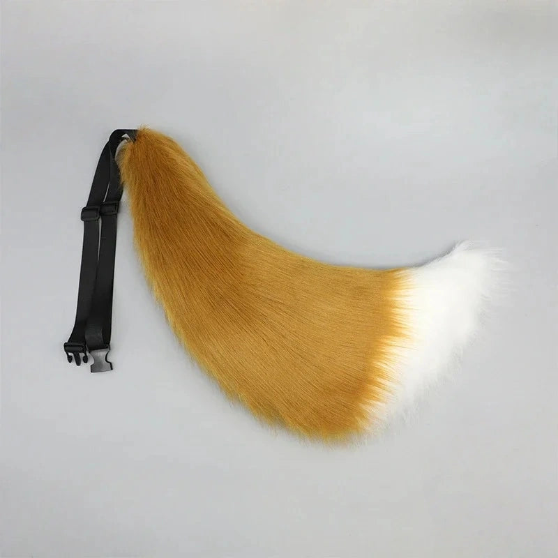 Plush Cosplay Tail – Soft Faux Fur Animal Tail with Adjustable Belt for Adults