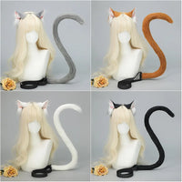 Handmade Plush Cat Ear Headband & Tail Set – Realistic Animal Cosplay Kit for Anime, Halloween & Furry Events