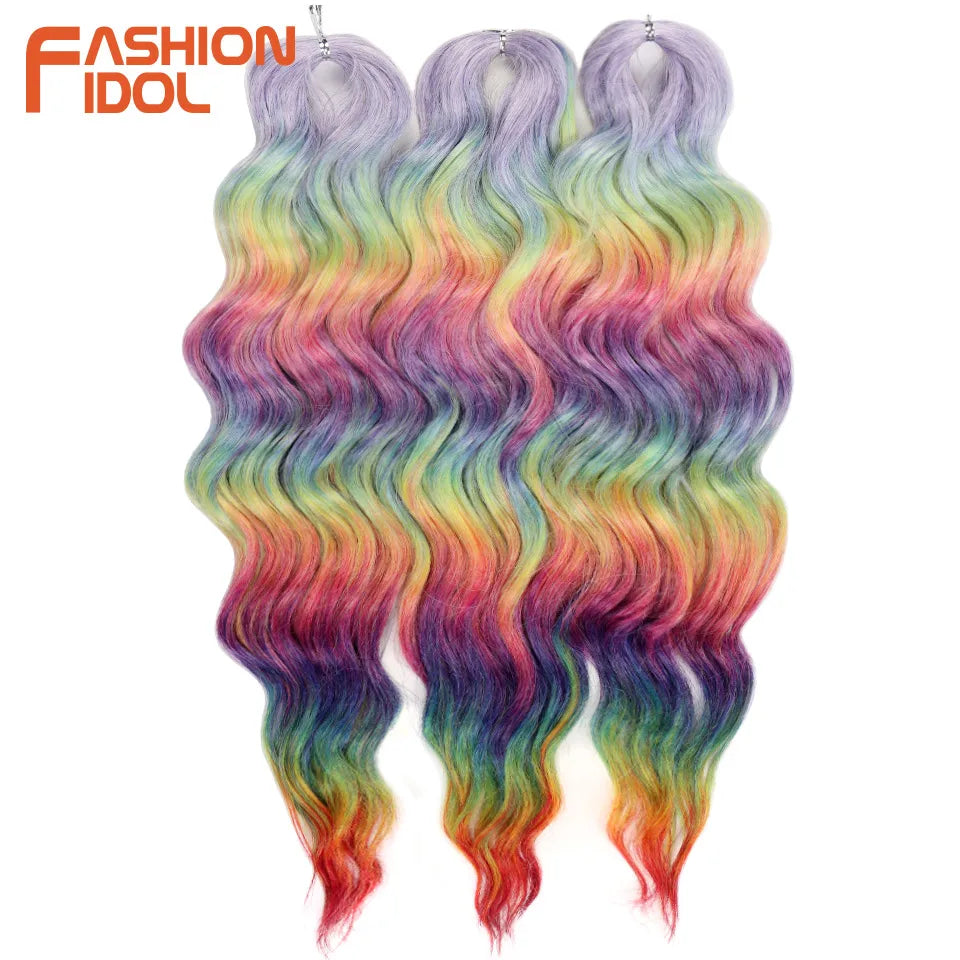 24 Inch Synthetic Hair Water Wave Braiding Hair Extensions Ombre Blonde Deep Wave Afro Curl Twist Crochet Hair for Women