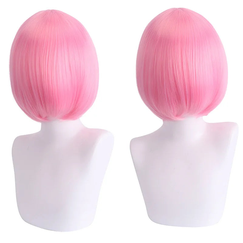 Short Cosplay Bob Wig – Face Contouring Thick Synthetic Hair Wig, Colorful Heat Resistant Fiber Wig