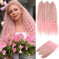 22 Inch Ombre Blonde Rainbow Water Wave Crochet Hair – 300g Synthetic Curly Braiding Extensions