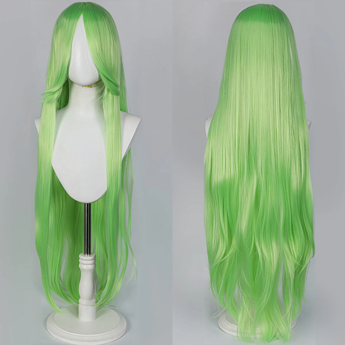 100cm Long Straight Synthetic Wig with Bangs – Pink Purple Cosplay Wig for Women