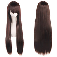 80cm Long Synthetic White Purple Cosplay Wigs Green Hair Straight Silver Wig Pink Hairpiece Lolita Wig with Bangs