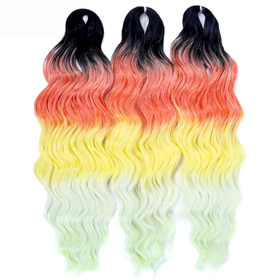 Water Wave Ombre Blonde Braiding Hair Extensions – Deep Wave Afro Curl Crochet for Women