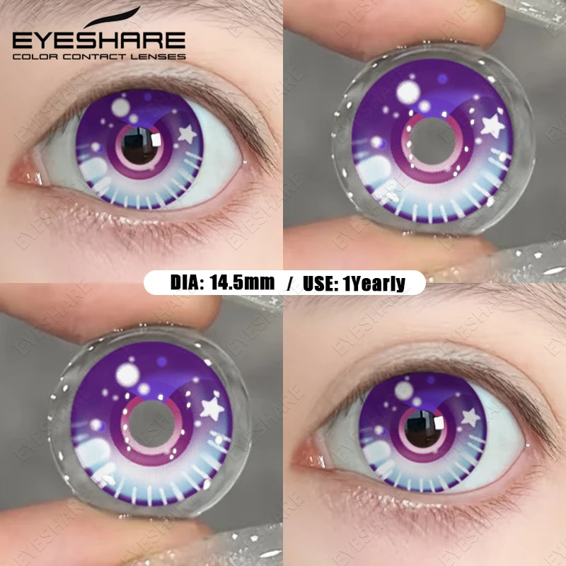 EYESHARE 1Pair Color Contact Lenses For Eyes Anime Purple Colored Lenses Pink Cosplay Halloween Makeup Lenses Yearly Eye Contact