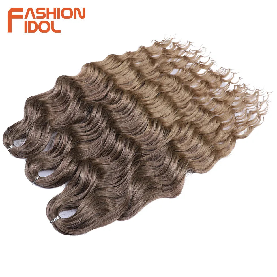 24 Inch Synthetic Hair Water Wave Braiding Hair Extensions Ombre Blonde Deep Wave Afro Curl Twist Crochet Hair for Women