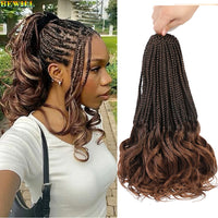 14’’ Synthetic French Curls Crochet Hair Braids Kid-Friendly Ombre Brown to Blonde French Curl Box Braids with Bouncy Curly Ends