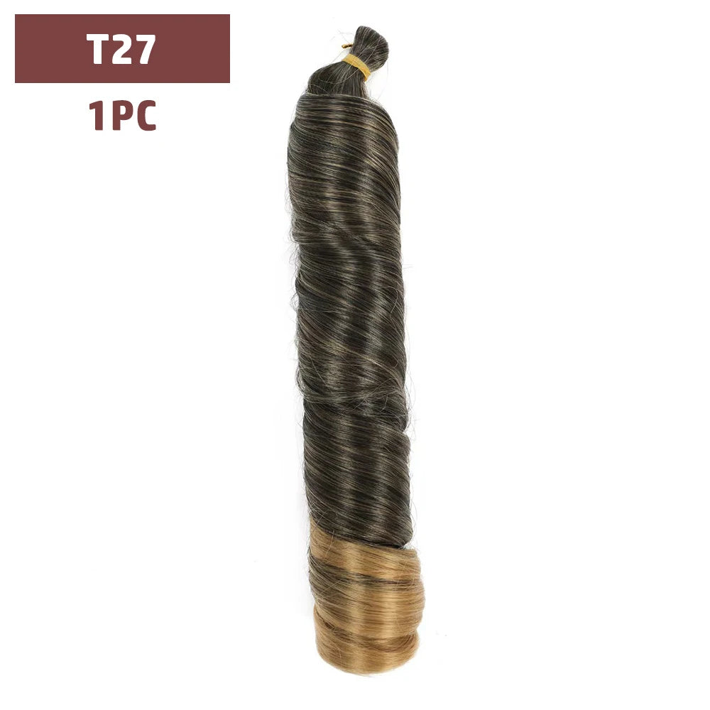 French Curls Braiding Hair 12-24inch Hair Extensions Synthetic Hairs Spiral Curls Braids Pre Stretched Loose Wave Braiding Hair