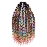 22 Inch Ombre Blonde Rainbow Water Wave Crochet Hair – 300g Synthetic Curly Braiding Extensions