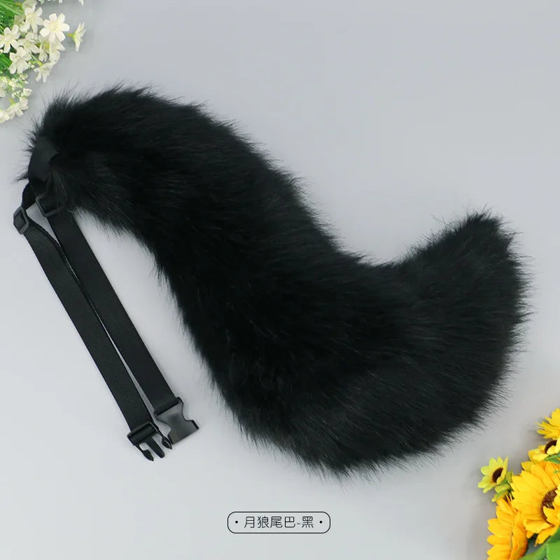 Kwaii Tail Girl Plush Cosplay Props Faux Fur Wolf Tail Women Lolita Cosplay Animal Tails Halloween Party Simulation Animal Tails