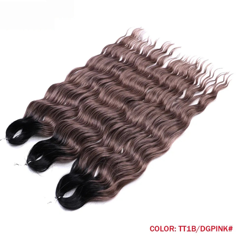 Water Wave Ombre Blonde Braiding Hair Extensions – Deep Wave Afro Curl Crochet for Women