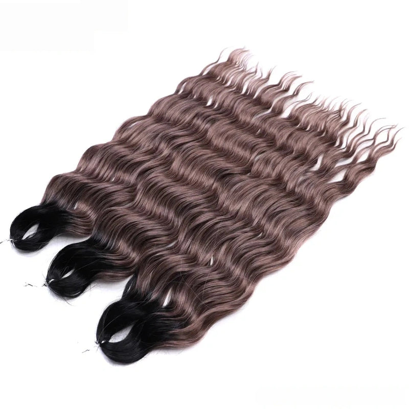 Water Wave Ombre Blonde Braiding Hair Extensions – Deep Wave Afro Curl Crochet for Women