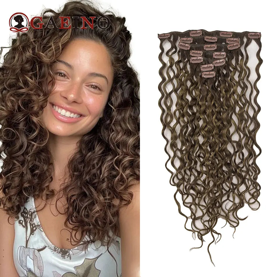 Curly Water Wave Human Hair Clip-Ins – 7 Pieces