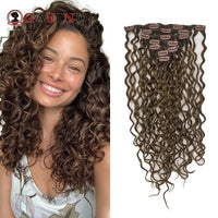 Curly Water Wave Human Hair Clip-Ins – 7 Pieces