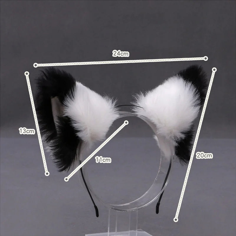 Furry Animal Cat Fox Ear Hair Hoops Party Cosplay Fur Hairband Girls Fashion Halloween Anime Headbands Headwear Hair Accessories