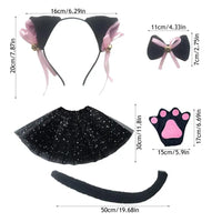 Cat Ears and Tail Set Cat Costume White Black 3D Animal Costume for Stage Performances Cosplay Party Kid Easter Cosplay Birthday