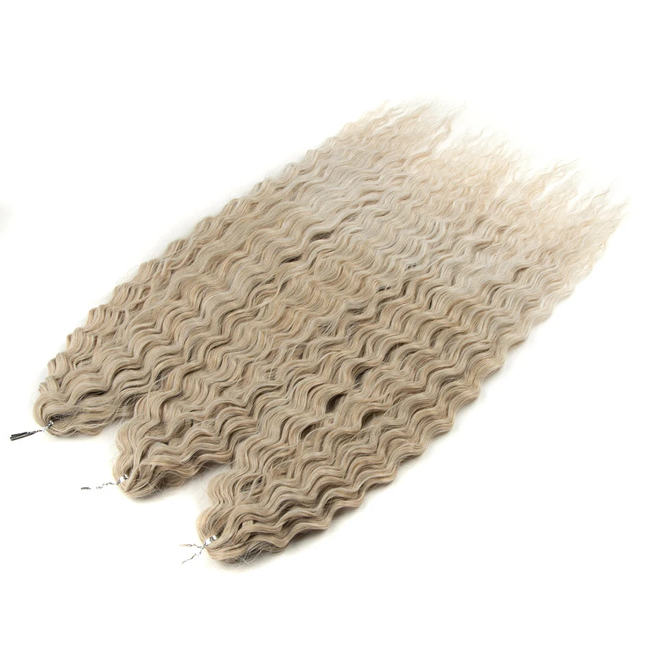 24 Inch Water Wave Crochet Braiding Hair Pink Blonde Synthetic Hair Extensions for Black Women