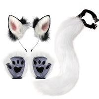 Kemonomimi Fox Ears & Plush Tail with Paw Gloves – Cute Halloween Cosplay Accessories