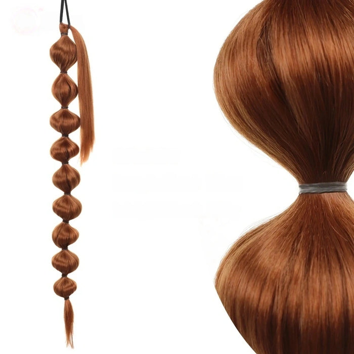 Synthetic Bubble Ponytail Wrap-Around Lantern Hair Extension – Long Afro Bubble Braids, Black & Brown