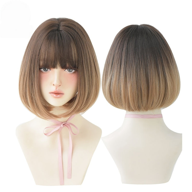 Short Black Bob Wig with Bangs – Synthetic Heat-Resistant Daily Wear Wig