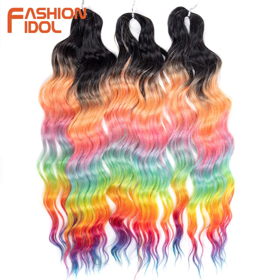 24 Inch Synthetic Hair Water Wave Braiding Hair Extensions Ombre Blonde Deep Wave Afro Curl Twist Crochet Hair for Women