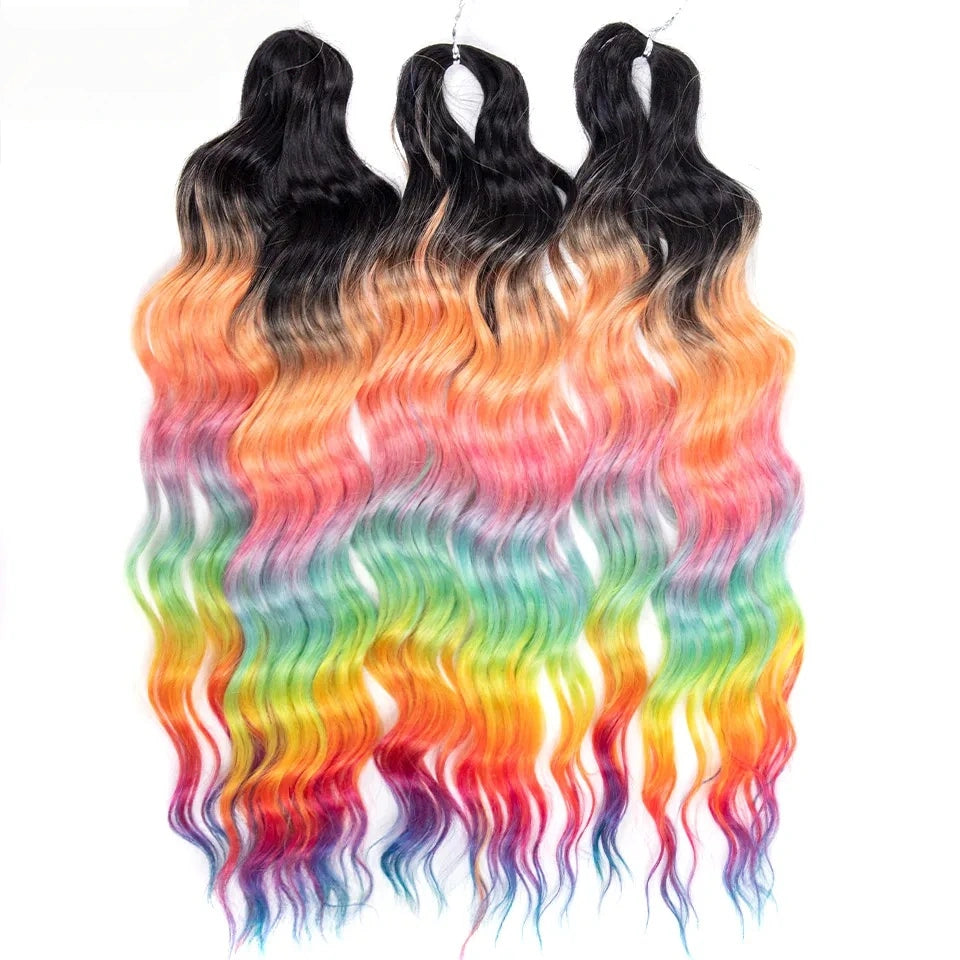 Water Wave Ombre Blonde Braiding Hair Extensions – Deep Wave Afro Curl Crochet for Women