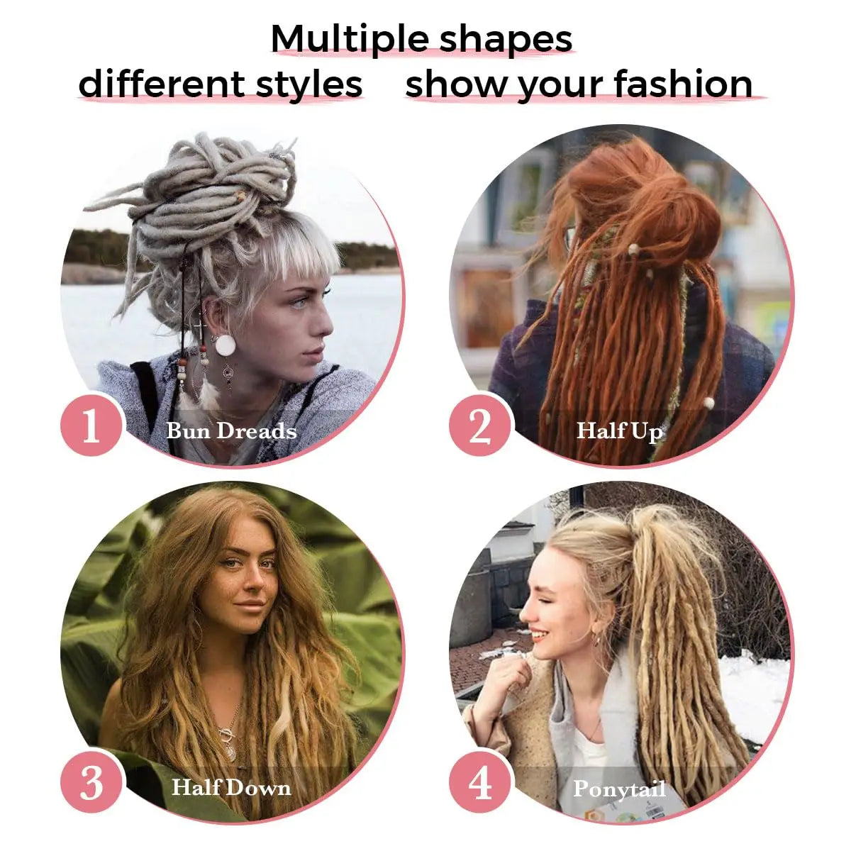 24 Inch Synthetic Dreadlock Extensions – 5 Strands/Pack Handmade Crochet Hair