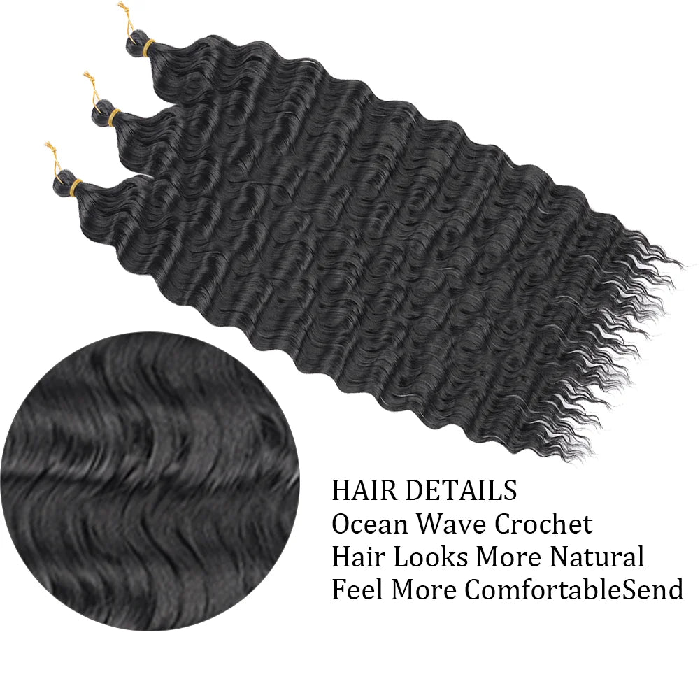 Deep Wave Crochet Hair Synthetic Passion Twist Braiding Hair Extension Afro Curls Water Wave Deep Twist Braid Hair Ocean Wave