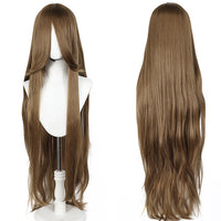 100cm Long Straight Synthetic Wig with Bangs – Pink Purple Cosplay Wig for Women