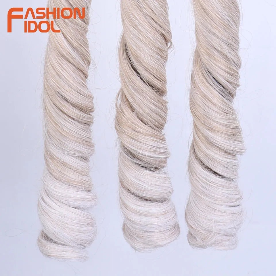 18 Inch French Curly Crochet Braiding Hair Synthetic Blonde Loose Wave Braids Hair Spiral Curls Hair Extensions