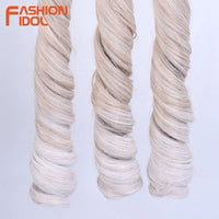 18 Inch French Curly Crochet Braiding Hair Synthetic Blonde Loose Wave Braids Hair Spiral Curls Hair Extensions