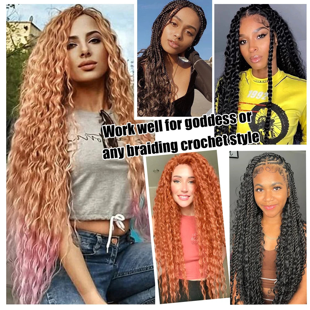 Ocean Wave Crochet Hair 22 Inch Deep Wave Curly Braiding Hair Soft Synthetic Crochet Braids for Black Women