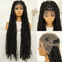 36 Inch Synthetic Braided Hair Wig Full Lace Ombre Colored Hair Wig for Black Women Box Braids Twisted Hairstyle Wigs
