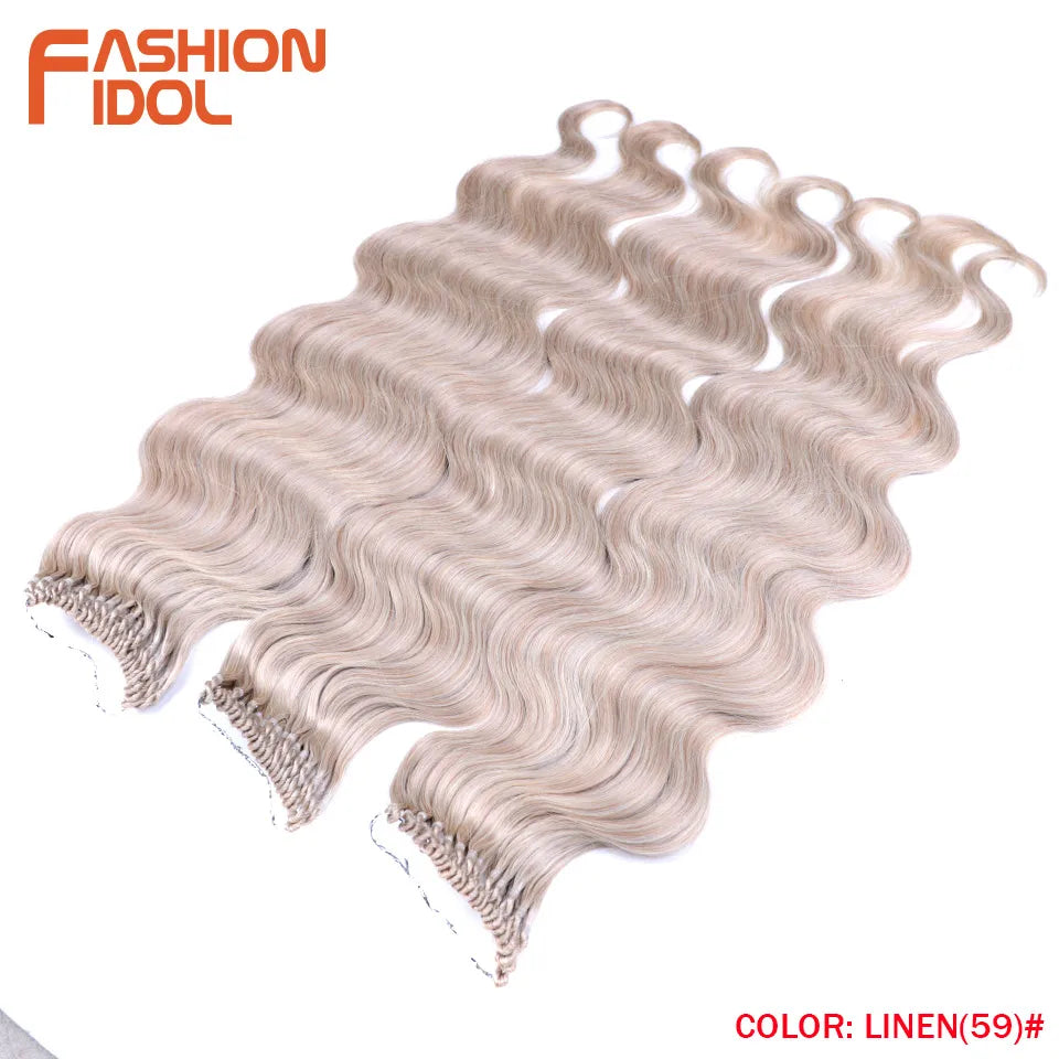 24 Inch Body Wave Crochet Hair – Synthetic Ombre Blonde Goddess Crochet Braids Natural Wavy Extensions