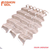 24 Inch Body Wave Crochet Hair – Synthetic Ombre Blonde Goddess Crochet Braids Natural Wavy Extensions