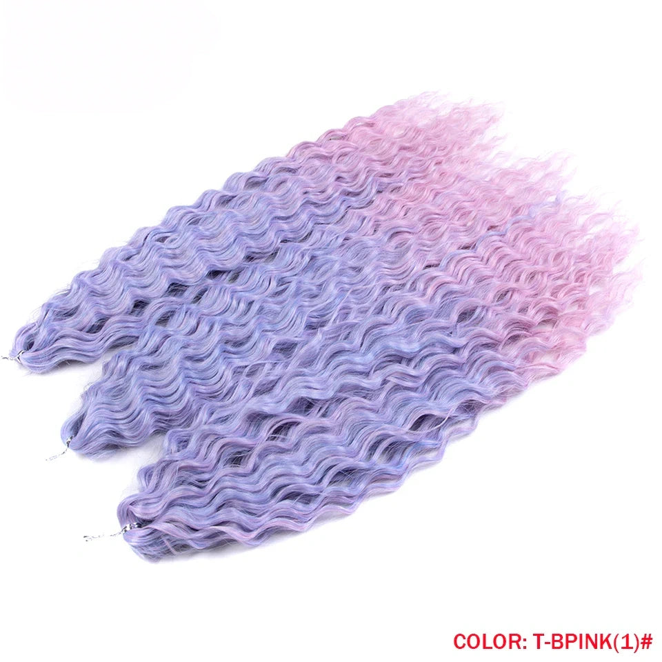 24 Inch Water Wave Crochet Braiding Hair Pink Blonde Synthetic Hair Extensions for Black Women
