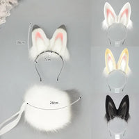 Furry Bunny Ears Headband Lolita Realistic Tail Set Cute Plush Cosplay Animal Tail Props Party Animal Tails Cosplay Costume