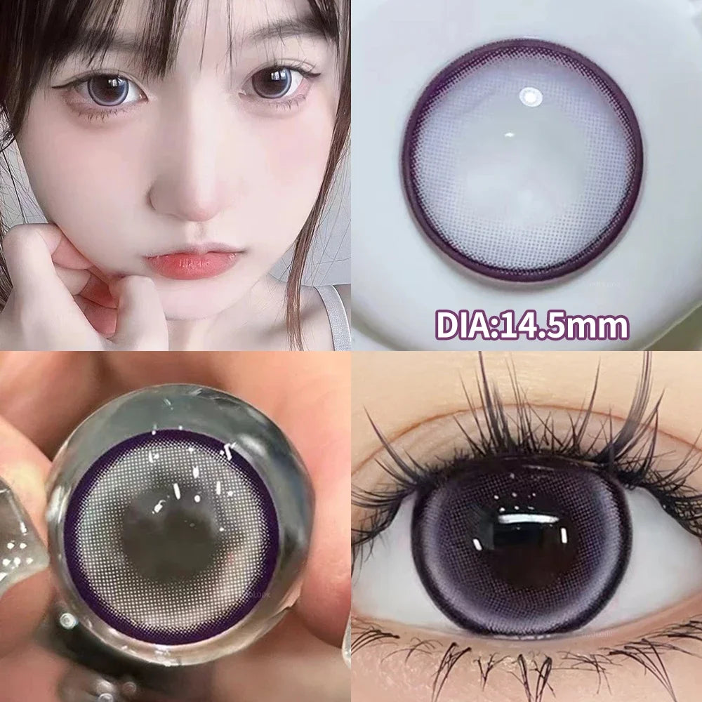 OVOLOOK-2pcs/Pair Contact Lenses Fast Shipping Big Black Lenses for Eyes Beauty Pupils Comestic Eye Color Lens 14.5mm/14.2mm