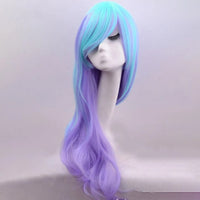 Synthetic Hair Long Wavy Cosplay Wig with Bangs Purple Blue Ombre Costume Lolita Wigs