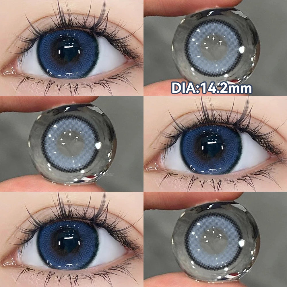 OVOLOOK-1 Pair Halloween Contact Lenses Beauty Eye Color Lenses Cosplay Pupils Myopia Lens with Prescription Natural Blue Lens