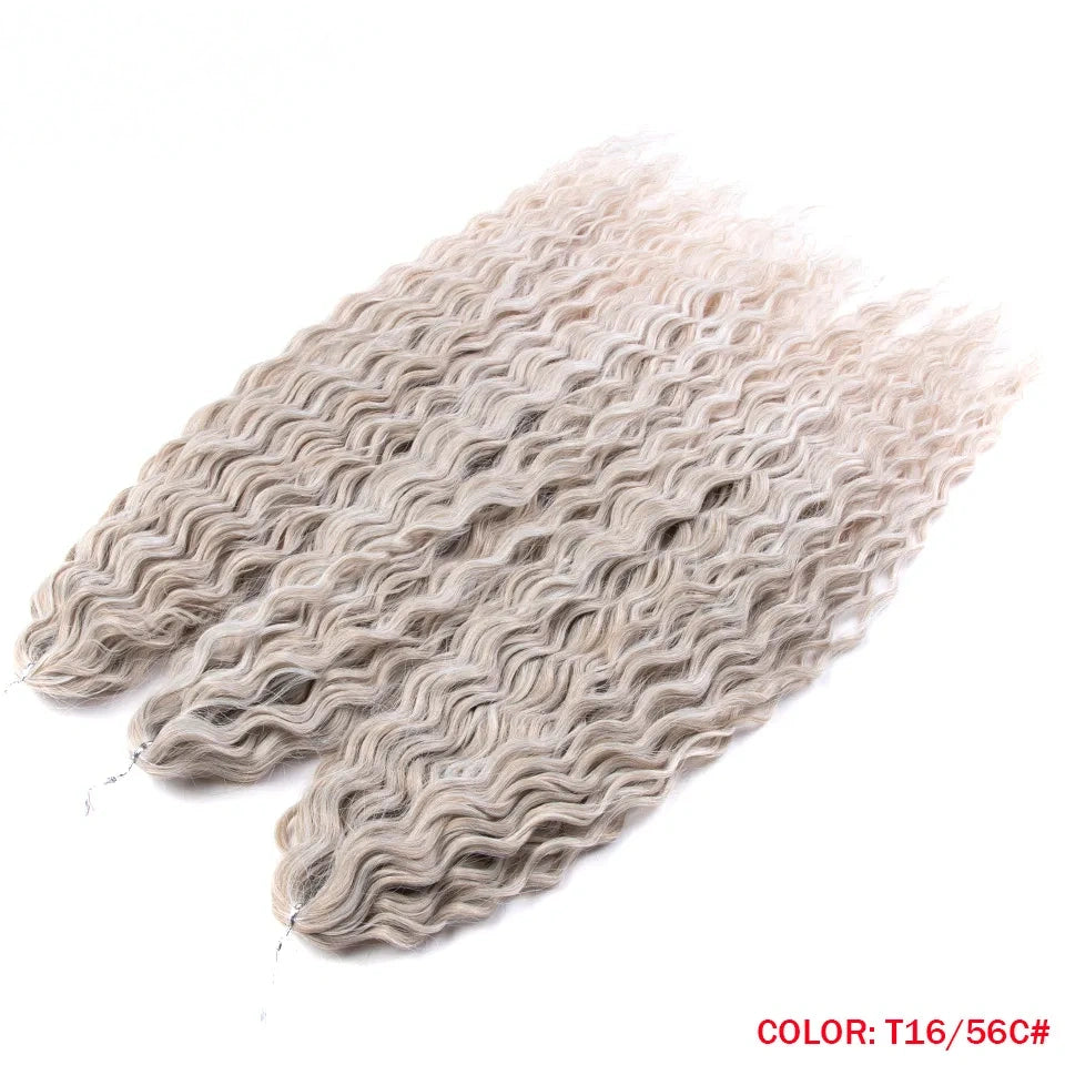 24 Inch Water Wave Crochet Braiding Hair Pink Blonde Synthetic Hair Extensions for Black Women