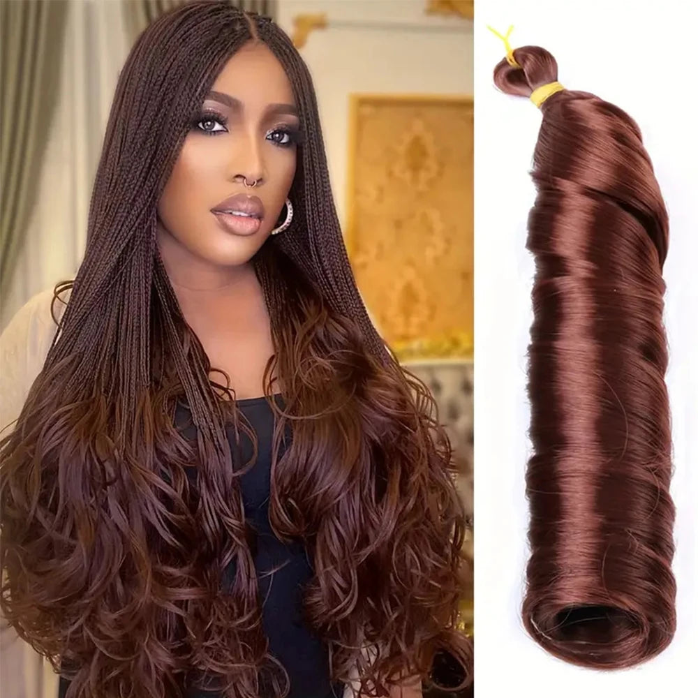 French Curls Braiding Hair 12-24inch Hair Extensions Synthetic Hairs Spiral Curls Braids Pre Stretched Loose Wave Braiding Hair
