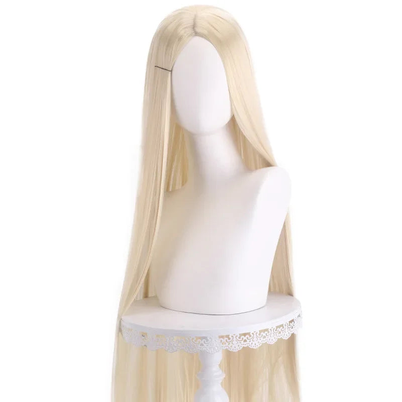 Long Straight Cosplay Wig 100cm Centre Parting Central Split Blond Pink Red Purple Heat Resistant Synthetic Hair Wigs