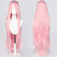 100cm Long Straight Synthetic Wig with Bangs – Pink Purple Cosplay Wig for Women