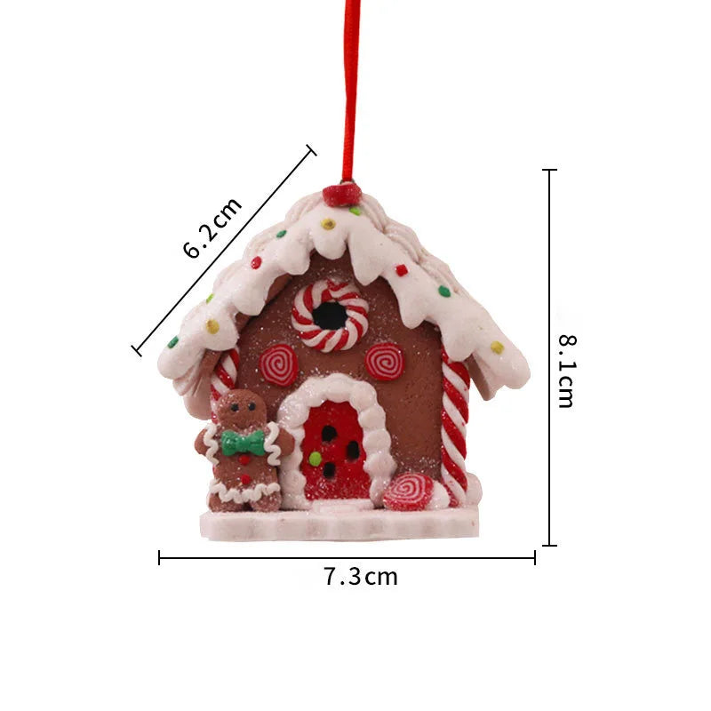 LED Light Christmas Gingerbread Small House Creative Pendant Christmas Decorantion Party Xmas Tree New Year Holiday Decor