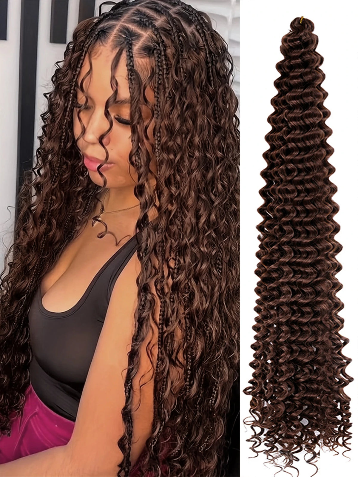 28 Inch Deep Wave Crochet Hair | Synthetic Ocean Wave Braiding Extensions