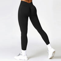 Women's V Back Sports Leggings Athletic Fitness Gym Yoga Pants Tights Scrunch Control Running Exercise Workout Leggins