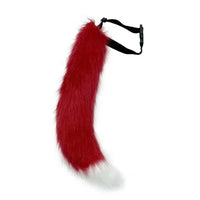 Handmade Anime Furry Tail | Red/Beige/Black with White Tips | Ideal for Cosplay, Maid & Fox Girl Look | Includes Headband